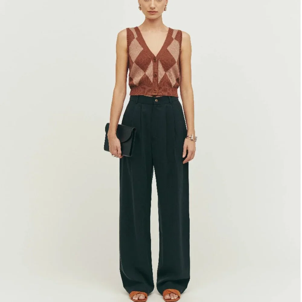 NEW Reformation Mason Black High Rise Trouser Pants Size 6 #2855 - Picture 4 of 10